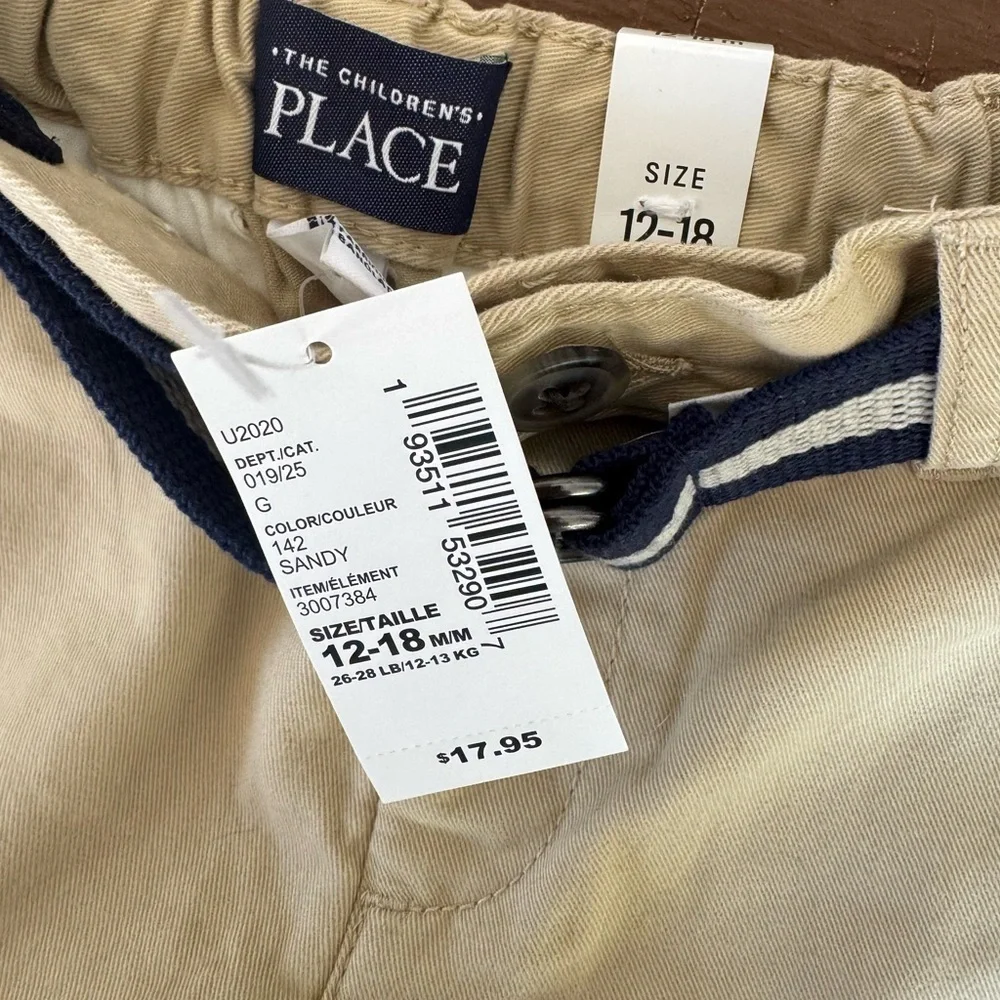 The Children’s Place khaki shorts. Boys 12-18 months. NWT